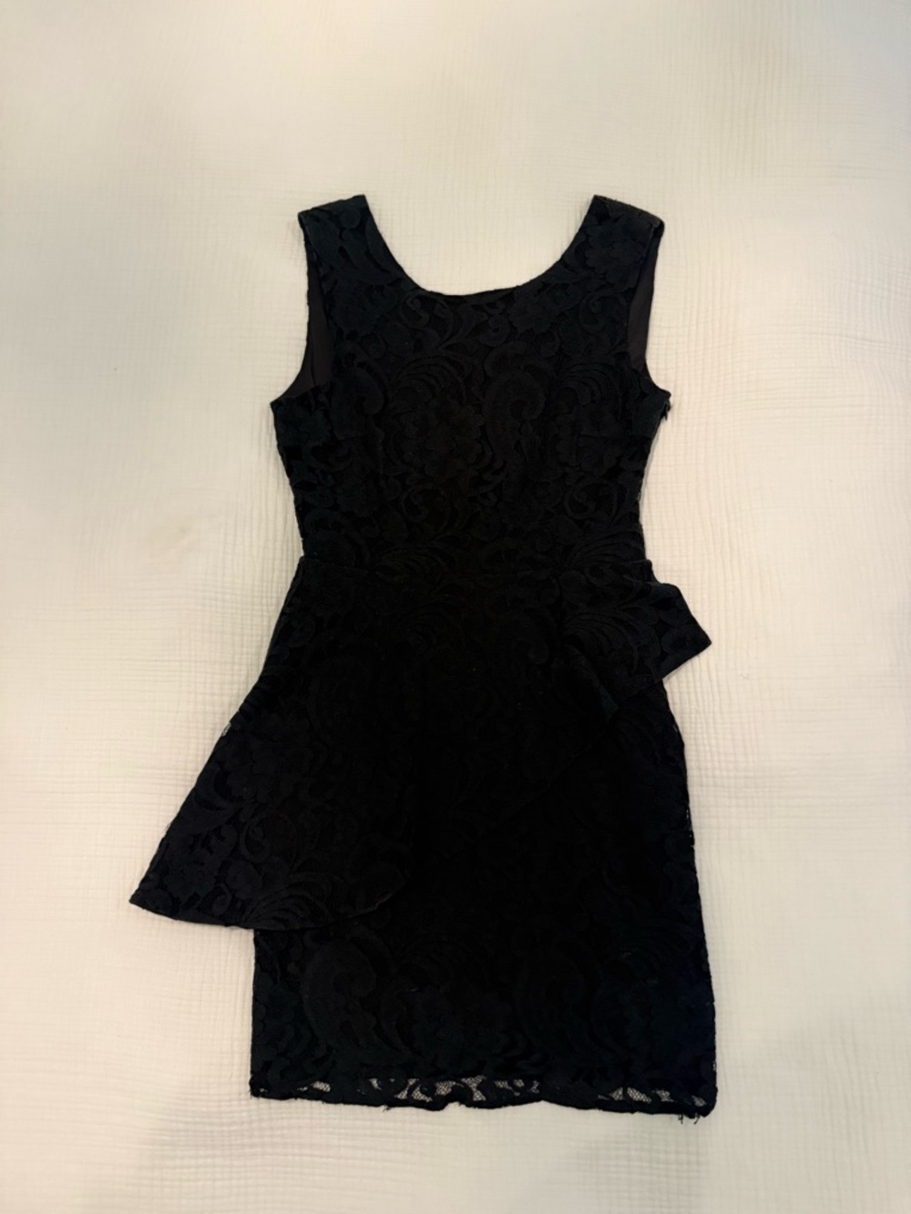 MM Couture Black Lace Peplum Mini Dress